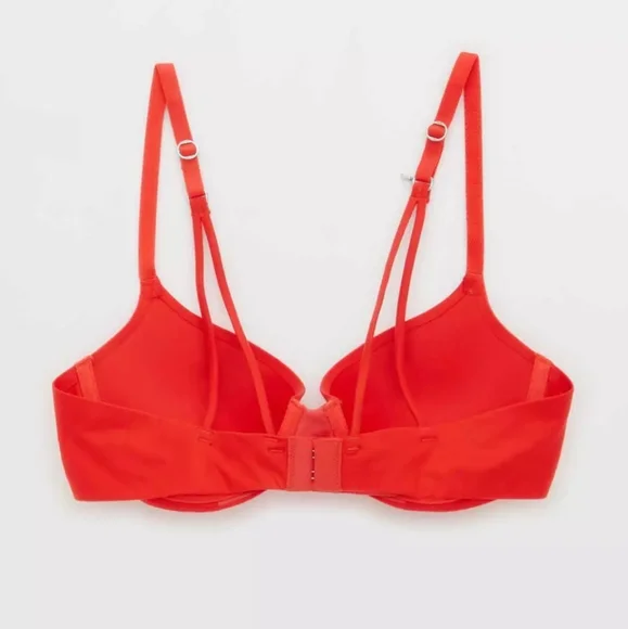 Aerie | Real Good Sunnie Demi Push Up Strappy Convertible Bra In Holiday Red - Picture 3 of 12